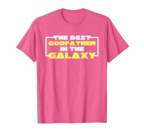 Best Godfather in the Galaxy | Godson Goddaughter | Godparent T-Shirt, Men, Pink Heather, Medium