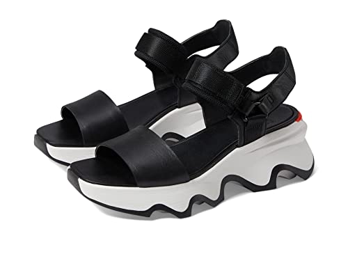 Image of Sorel Women's Kinetic Impact Y-Strap High Sandals, Black, Sea Salt, 10 UK