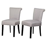 Target Marketing Systems Adeline Upholstered Dining Chair with Nailhead Trim, Set of 2, Gray