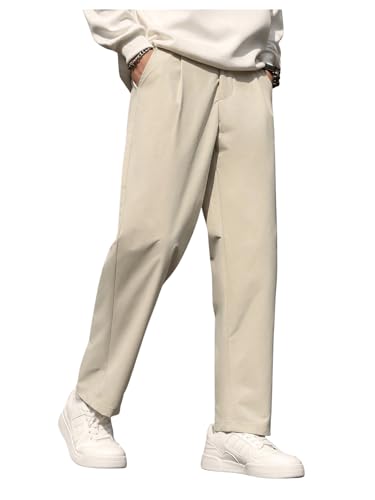 Floerns Men's Straight Leg Dress Pants Elastic Waist Business Work Trousers