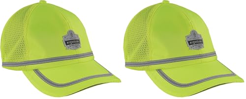 Image of Ergodyne Mens High Visibility, Reflective Hat Cap, Lime, One Size US (Pack of 2)