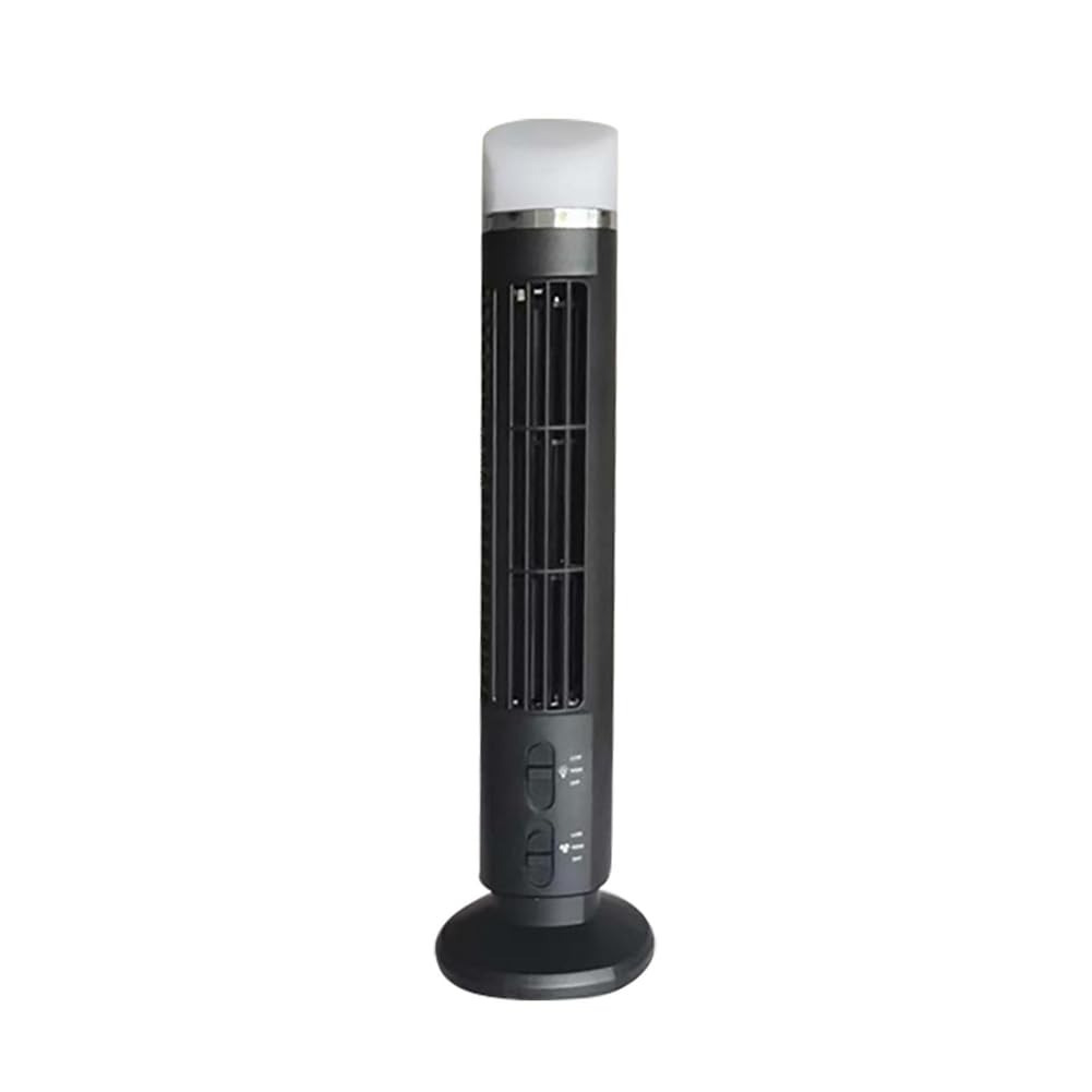 CTRLZS Portable Air Cooler Fan,Streamlined Tower Fan with LED,Powerful Wind,Space-Saving, Bladeless Design, USB Interface Easy Install Easy to Use Black