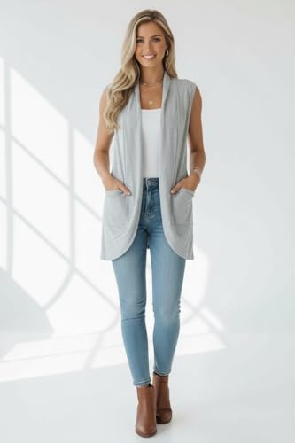 Image of ToBeInStyle Womens Open Front Casual Shrug Lightweight Layering Cardigan Sleeveless or Short Sleeve