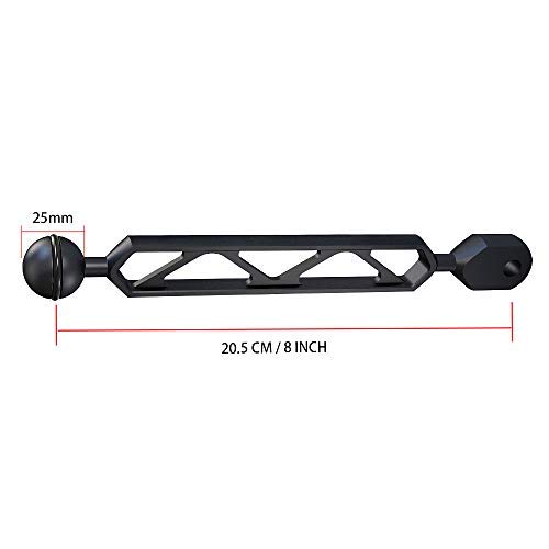 Sea frogs 8"/22cm Aluminium 1" Ball and YS Head Adapter, Arm for Underwater Strobe/Housing