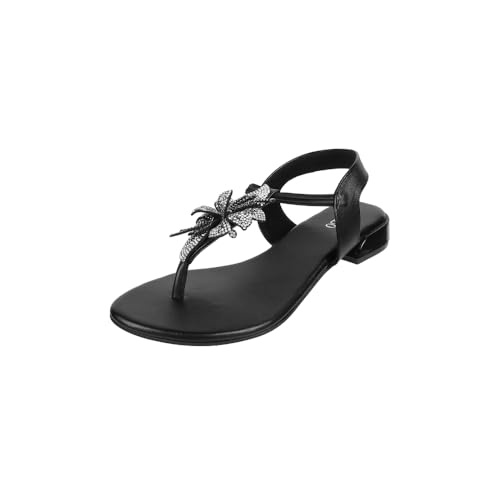 Image of Metro Women Synthetic Floral Embellished Flat Sandal