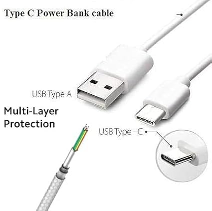 Image of Original Type C to USB Cable 1m White PD Cable, Super Fast Charging, Data Sync Compatibility for iPhone 15, Samsung, OnePlus and Others (APR192)