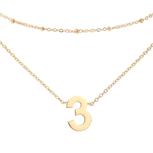 Collier avec chiffres dorés YZCIS à double chaîne délicate pour femme