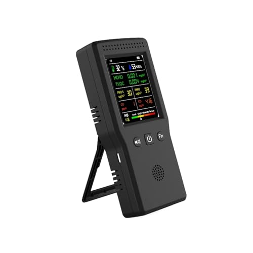 9 in 1 xx PM2.5 PM10 HCHO TVOC CO CO2 eX^[ @\Cj^[ LCD J[fBXvC c[ ̃KXm(Black)