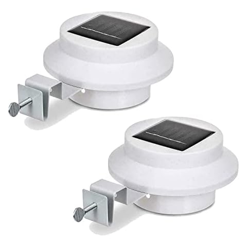 Az Homeware Solar Gutter White Fence Lights - Waterproof Solar Powered Outdoor Garden Lights - Safe Security Lights - LED Outdoor Wall Lights for Gardens, Pathways Pack of 2/4/6 (Pack of 2) Cover