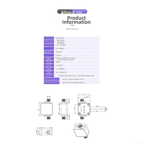 Sensor de medidor de flujo líquido de alta precisión y rango de 18-300l/h 8