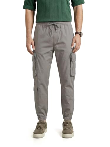 Image of The Indian Garage Co Men Mid-Rise Stretchable Relaxed Fit Cargo Joggers