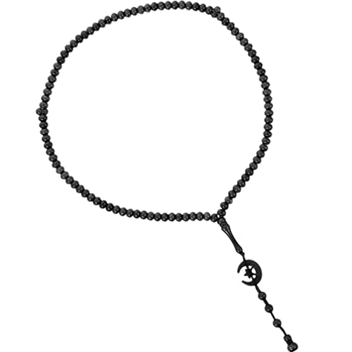 COHEALI Prayer Beads Muslim Tasbih 99 Beads Allah Muhammad Engraved Islamic Prayer Rosary Bead Muslim Islam Misbaha Tasbeeh 99 Prayer Beads Necklace Black