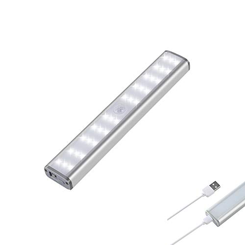 RTBQJ-AT Lampe de Placard 30 LED, Veilleuse Rechargeable USB, Portable LED avec détecteur de mouvement, 3 Modes d’Éclairage, Aimanté, pour Cuisine, Escalier, Couloir (1pcs) Cover