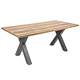riess-ambiente.de Industrial Esstisch Montreal 180cm Eichenoptik mit schwarzen X-Beinen Konferenztisch Tisch