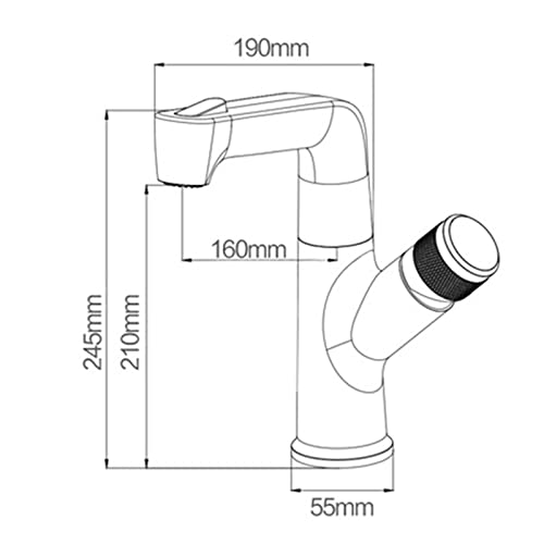 Mitigeur lavabo douchette extractible robinet rétractable laiton noir - 5