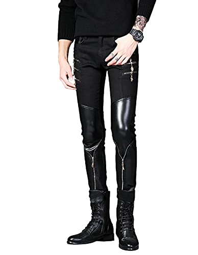 Men`s Steampunk Gothic Punk Slim Fit Party Cosplay Stretchy Pants Jeans