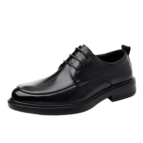 Men's Genuine Leather Breathable Fall Business Dress Shoes Black British Style Wedding Loafers for Groomsmen and Groom