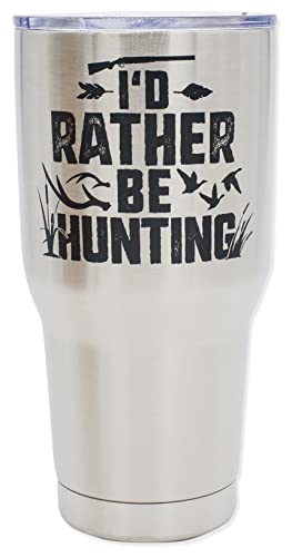 Rather Be Hunting Insulated Stainless Steel Drink Tumbler, (30 Ounce) - Hunting Gift for Men - Unique Birthday or Christmas Idea for Deer, Bear, Duck, Bird, and Camo Dads and Bow Hunters, USA-Owned