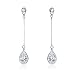 SBLING Platinum-Plated Cubic Zirconia Drop Earrings(3.9 cttw; Teardrop)