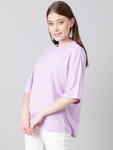 Image of KOTTY Women's Cotton Blend Solid Oversized T-Shirts