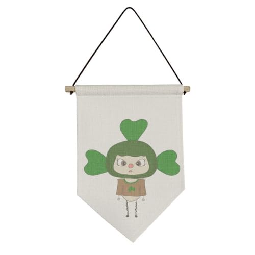 Drapeau toile à suspendre Lucky Green Leaves pour un salon apaisant et chaleureux