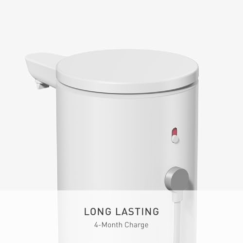 Image of simplehuman Liquid Sensor Pump with Caddy, 9 oz Automatic Soap Dispenser for Kitchen and Bathroom, Touchless Motion Sensor, Variable Dispense, Rechargeable, High-Grade White Steel