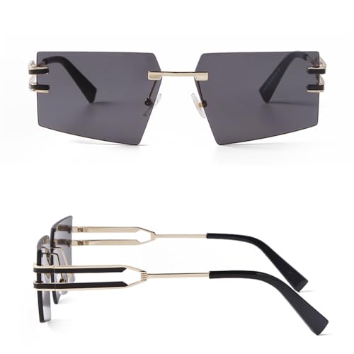 Modne 2024 unikalne duże kwadratowe okulary przeciwsłoneczne bez oprawek damskie Retro metalowe bezramowe odcienie okulary modne męskie okulary przeciwsłoneczne UV400