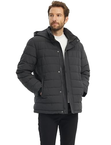 Image of wantdo Men's Quilted Puffer Jacket Hooded Winter Jacket Warm Puffer Coat | Detachable Hood,10000mm Waterproof Rating,Keep dry in light rain and snow,Recycled fabric,3 Pockets including 1 inner pocket