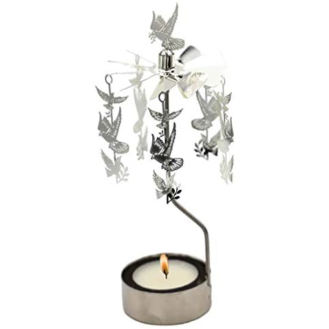 HOKHBCW Spinning Candle Holder with Dove Cover