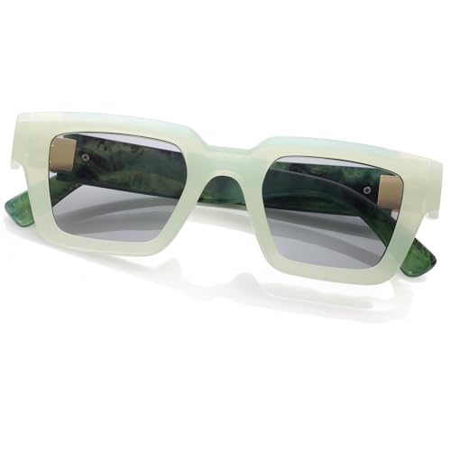 Image of Onrtry Fashion Square Sunglasses for Women Men Rectangle Thick Frame Sun Glasses 90s Designer Style Black Shades