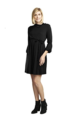Maternal America Women's Maternity Lantern Sleeve Dress, Black, Medium #TOP6