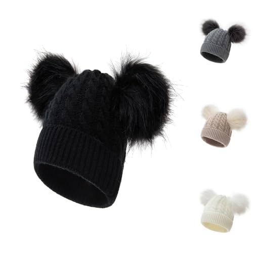 Winter Knit Baby Hat Twisting Warm Beanie for Boys Girls Infant Toddler Baby Beanie with Pompom