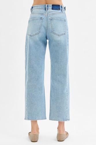 SALT TREE Risen Jeans - High Rise Crop Length Barrel Jeans Adjustable Waist Band - PGC211742