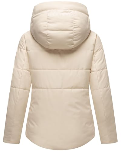 MARIKOO Damen Winterjacke (XS-3XL) - 5 Taschen, große Kapuze, Schlaufen auf der Innenseite, leichte Steppjacke, Warme Jacke Frauen - N019 (M, Cream)