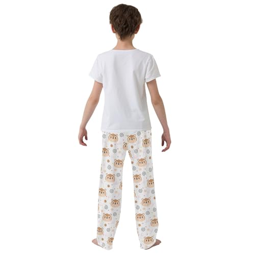 ZZXXB Cartoon Squirrel Boys Long Pants Soft Trousers Elastic Waist Kids Lounge Bottoms with Pockets S-XL3