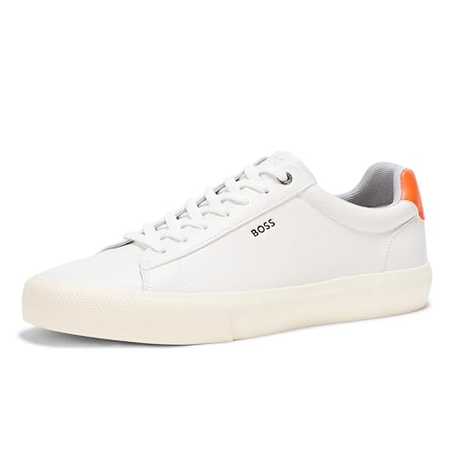 Image of BOSS Men's Aiden Logo Block Leather Low Top Sneakers | Casual Shoes