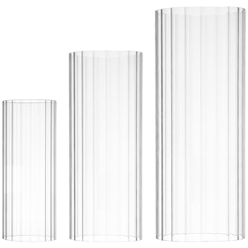 DEARMAMY 6pcs Hurricane Candle Holder Sleeves Open Ended Clear Glass Cylinder Candleholders Bottomless Candle Covers Hurricane Chimney Clear Chimney Shade Tube Cover