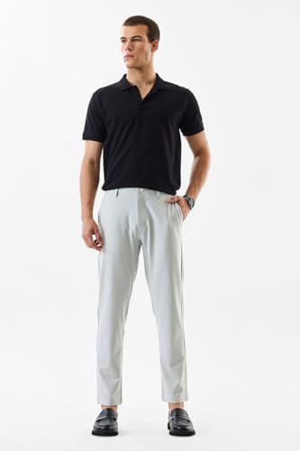 Image of SNITCH Men Chinos | Slim Fit Mid Rise Solid Pattern | Cotton Blend with Medium Stretch & Smooth Texture | Button & Zip Closure for Casual & Street Wear