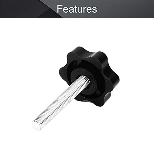 MroMax 10PCS M6x40mm Star Handle Knob Thread Replacement Tightening Screw Quick Disassembly Replacement Parts Clamping Handle Grip Screw Knob Black - Thumbnail 3