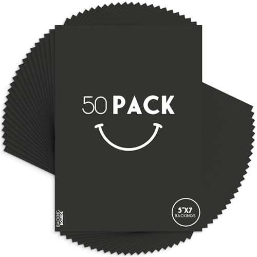 Golden State Art 50 Pack 5x7 Uncut Photo Mat Matboards, Black