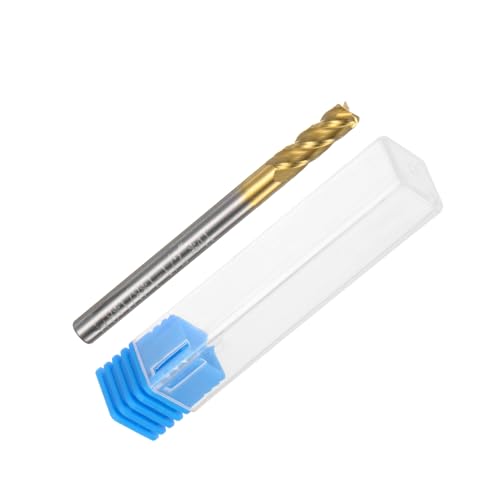 Image of uxcell Carbide Square End Mill, 1 /8 inch Diameter TiSiN Coated 4 Flutes Milling Bit Cutter, for Hardened Steel Stainless Steel Cast Iron, 1 /8 inch Shank 3 /8 inch Cut Length 1-1 /2 inch Long HRC55