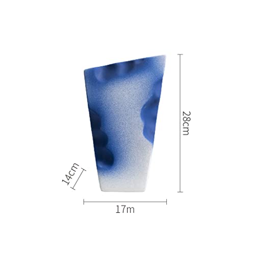 Vase en céramique bleu de 28cm pour composition florale moderne