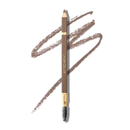 LAURA GELLER Bravo Brows Soft Pencil + Brush (Taupe) - Waterproof Eyebrow Pencil for Fullness and Definition