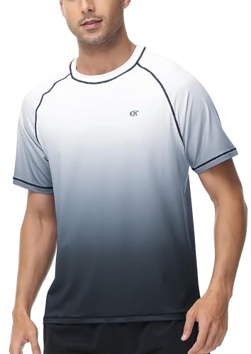 YuKaiChen Rashguard Herren Schwimmshirt Schnelltrocknend Atmungsaktiv Bade-T-Shirt mit kurzen Ärmeln Rashguards Wassersport für Männer