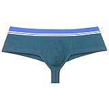 JAXFSTK Men's Cotton Bikini Thong Mini Boxer Briefs Underwear Elastic Waistband Mini Bikini Briefs 5' Butt Dark Green M