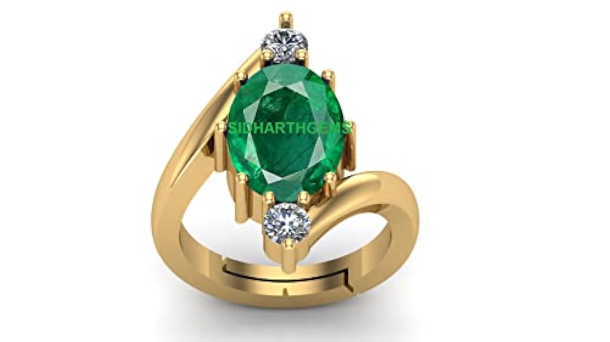 19.25 Ratti Natural Emerald Panchdhatu Adjustable Ring
