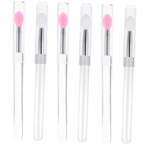 LIFKOME Lip Applicators Set 6pcs Lidded Lipstick Makeup Lid Lipstick Brush Applicator Silicone Eyeshadow Tool Portable Lip Makeup Smooth Application