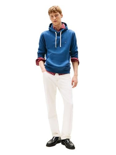 Tommy Hilfiger Herren Mittelschweres Kapuzen-Sweatshirt aus Solidem Fleece, Auch Erhältlich in Big & Tall Kapuzenpullover, Ägäis, Medium – Ansicht 3