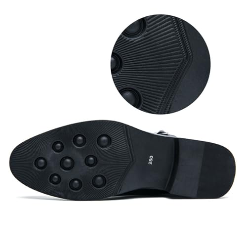 Men's Bright Leather High Top Chelsea Dress Boots with Buckle Strap Decor,British Style Fashion Pointed Toe Side Zipper Retro Comfortable Business Casual Ankle Boots3