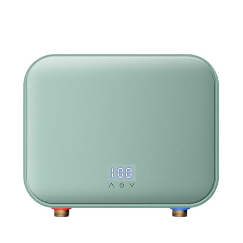 Tankless Water Heater Electric 110v,4000W Constant Temperature Instant Hot Water Heater With Automatic Control System Touch Digital Display Water Heater Wall or Floor Mounted (Green)